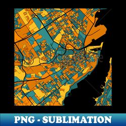 quebec city map pattern in orange  teal - special edition sublimation png file - unlock vibrant sublimation designs