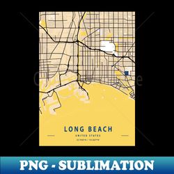 long beach - united states yellow city map - special edition sublimation png file - capture imagination with every detail