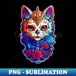 cat sugar skull halloween - high-resolution png sublimation file - perfect for sublimation mastery