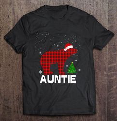 auntie bear red plaid bear christmas shirt