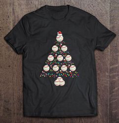 baseball balls christmas tree lights xmas tshirt