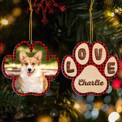 christmas paw custom photo of dog personalized ornament