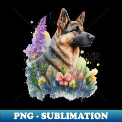 German Sheperd Floral - Sublimation-Ready PNG File - Boost Your Success with this Inspirational PNG Download