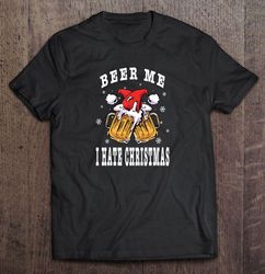 beer me i hate christmas santa hat tee t-shirt