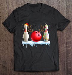 bowling santa hat reindeer christmas tree christmas lights tshirt