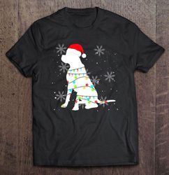boxer dog santa hat christmas lights silhouette gift tshirt