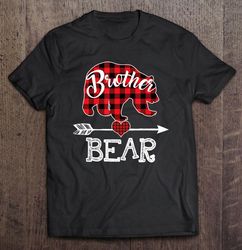 brother bear christmas pajama red plaid buffalo family gift v-neck t-shirt