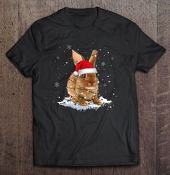 bunny rabbit santa hat christmas lights tshirt