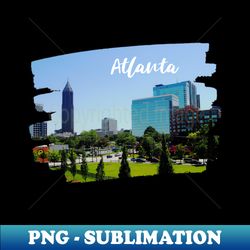 cool photography of atlanta georgia skyline blue sky usa city break - premium png sublimation file - perfect for creative projects