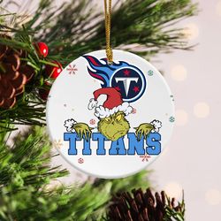 grinch tennessee titans nfl ornament, nfl titans ceramic christmas ornament, grinch christmas acrylic ornament