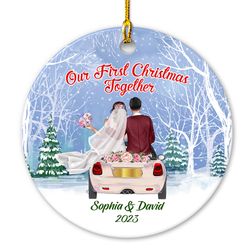 first christmas married wedding gift personalized ornament