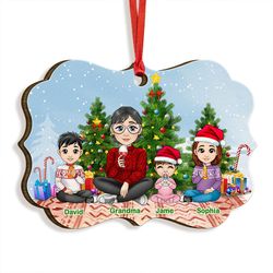 grandmother and grandchildren christmas tree personalized ornament