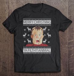 christmas home alone filthy animals knit slim fit shirt