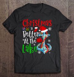 christmas is better at the lake anchor santa hat christmas lights gift top