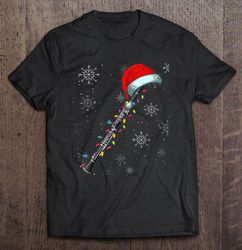 clarinet santa hat christmas lights tshirt gift