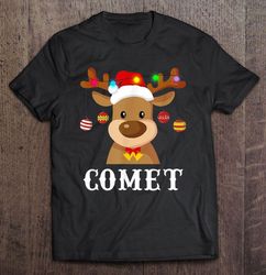 comet santa hat reindeer christmas tee shirt