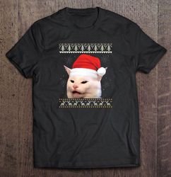 confuse cat santa hat christmas shirt