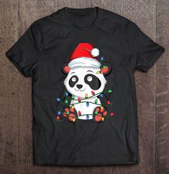 cute panda santa hat christmas lights gift top