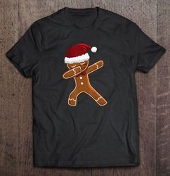 dabbing gingerbread man with santa hat tshirt