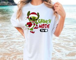 stitch grinch mode on christmas shirt, santa hat shirt, christmas party shirts, gift for christmas,stitch christmas t-sh