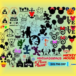 50 svg bundle mickey svg png dxf eps files for cricut or silhouette clipart, mickeysvg, toystory svg, lionking svg, disn