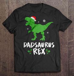 dadsaurus rex t-rex santas hat snowflakes christmas sweater t-shirt