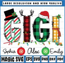 personalized names gigi holiday gift png, gigi christmas, grandkids png, gigi's favorite ornaments kids png