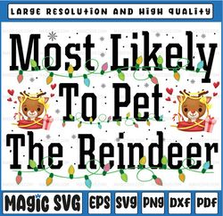 most likely to family christmas png, funny christmas png, most likely to pet the rainder png, family christmas png, digi