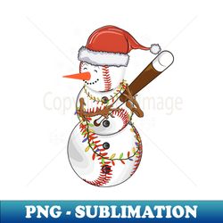 christmas snowman playing baseball for baseball fans xmas - png transparent sublimation file - spice up your sublimation projects