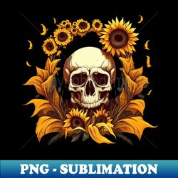 Skull with sunflower - Decorative Sublimation PNG File - Boost Your Success with this Inspirational PNG Download