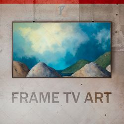 samsung frame tv art digital download, frame tv art abstraction, frame tv art modern, cool hilly landscape, expressive