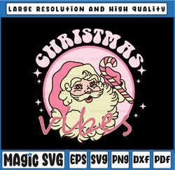 Vintage Pink Christmas Vibes Funny Pink Santa Claus Svg, Retro Pink Christmas Vibes Svg, Sublimation download
