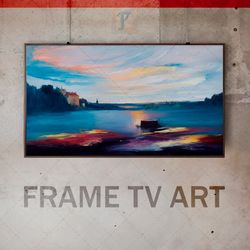 samsung frame tv art digital download, frame tv art abstraction, frame tv art seascape with rocky coastline, expressive