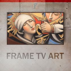 samsung frame tv art digital download, frame tv art prayer imagery, frame tv avant-garde byzantine iconography, dark