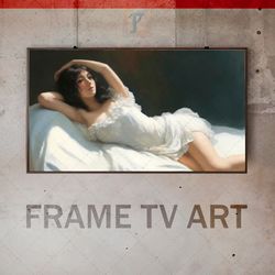 samsung frame tv art digital download, frame tv art impressionism, young girl, portrait art, light clothing, boudoir