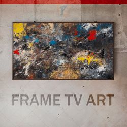 samsung frame tv art digital download, frame tv art abstraction, frame tv art modern, jackson pollock style, expressive