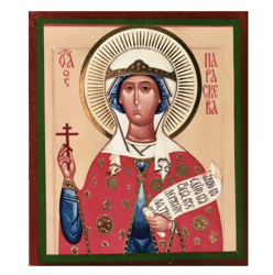 saint paraskevi | handmade  orthodox icon of st paraskevi of rome | byzantine art wall hanging icon plaque |