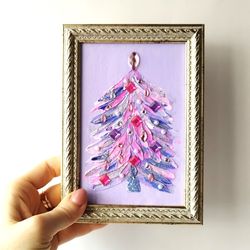 christmas tree textured acrylic painting | perfect new year gift