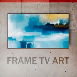 samsung frame tv art digital download, frame tv art abstraction, frame tv art modern, light blue and black, masterpiece