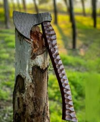 custom handmade damascus steel viking tomahawk outdoor hatchet camping axe