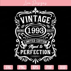 30th birthday svg, 30th birthday svg, vintage 1993 svg, 1993 aged to perfection, aged to perfection svg