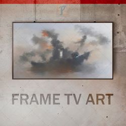 samsung frame tv art digital download, frame tv art muted color,  abstract landscape, impressionist brushwork, smoke