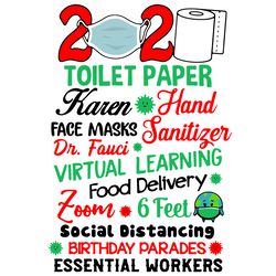 2020 quarantine svg, toilet paper, karen, hand sanitize, face masks, dr fauci