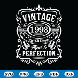 30th birthday svg, 30th birthday svg, vintage 1993 svg, 1993 aged to perfection, aged to perfection svg