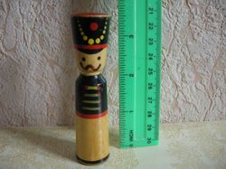 vintage wooden figurine soldier hussar case needle soviet perfume tester bottle