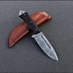 custom handmade damascus steel knife/skinner with rose wood handle