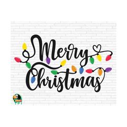 Merry Christmas SVG, Christmas Svg, Winter Svg, Christmas Lights Svg, Merry Christmas Cut Files, Cricut, Silhouette, Png, Svg, Eps, Dxf