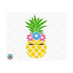 Pineapple svg, Pineapple Eyelashes svg, Pineapple Flowers svg, Summer svg, Vacation svg, cricut, silhouette, cut file, vector, clipart