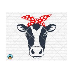 Cow With Bandana SVG | Cow Bandana SVG | Cow Face SVG | Heifer Svg | Cow Head Svg | Bandana Svg | Cow cut File | Cute Cow Face Svg