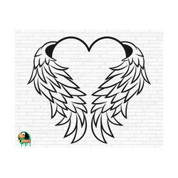 angel wings heart svg, angel svg, memorial svg, halo svg, heart svg, angel wings svg, heaven svg, angelic svg, cut files, cricut, png, svg